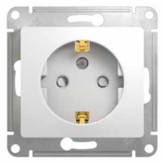 Schneider Electric Glossa Бел Розетка с заземлением со шторками (GSL000145)