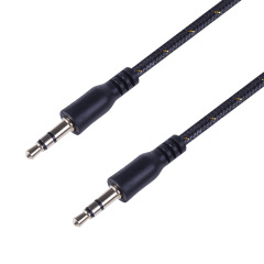 Соединительные кабели Аудиокабель AUX 3.5 мм в тканевой оплетке 1 м черный REXANT (18-4071)