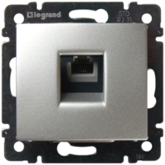 Розетки антенные, информационные, коммуникационные Legrand Valena Алюминий Розетка ТЛФ 1-ая (770138)