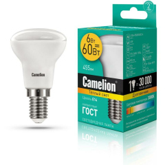Лампа светодиодная Лампа светодиодная LED6 R50/830/E14 6Вт 3000К тепл. бел. E14 455лм 220-240В Camelion 11658