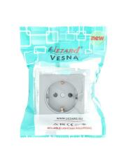 Розетка 1-м СП Vesna с заземл. ПБТ механизм платина LEZARD 742-3588-122B