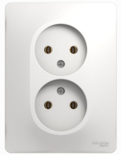 Schneider Electric Glossa Бел Розетка 2-я без заземления (в сборе с рамкой) (GSL000120)