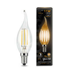 Лампа светодиодная Лампа светодиодная филаментная Black Filament 11Вт свеча на ветру 2700К E14 Gauss 104801111