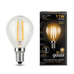 Лампа светодиодная Лампа светодиодная филаментная Black Filament 11Вт шар 2700К E14 Gauss 105801111