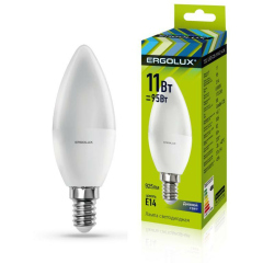 Лампа светодиодная Лампа светодиодная LED-C35-11W-E14-6K Свеча 11Вт E14 6500К 172-265В Ergolux 13620