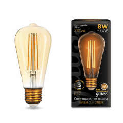 Лампа светодиодная Лампа светодиодная филаментная Black Filament 8Вт ST64 2400К E27 Golden Gauss 157802008