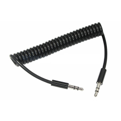 REXANT Аудиокабель AUX 3.5 мм шнур спираль 1 м черный (18-4010)