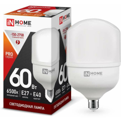 Лампа светодиодная LED-HP-PRO 60Вт 230В 6500К E27 5400Лм с адаптером IN HOME 4690612031132