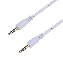 Соединительные кабели Аудиокабель AUX 3.5 мм в тканевой оплетке 1 м белый REXANT