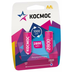 Батарея аккумуляторная Аккумулятор R6 NI-MN 2800мА.ч BP-2 (блист.2шт) Космос KOCR6NIMH2800MAH2BL