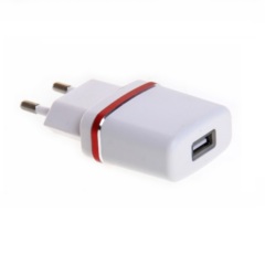 REXANT Сетевое зарядное устройство USB (СЗУ) (5 V, 1000 mA) белое с красной полоской (18-2211)