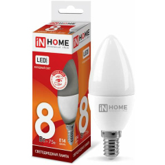 Лампа светодиодная Лампа светодиодная LED-СВЕЧА-VC 8Вт 230В E14 6500К 720лм IN HOME 4690612024806