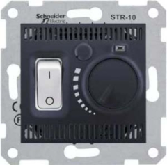 Устройства управления жалюзи, звуком, сигнализацией, климатом Schneider Electric SE Sedna Графит Регулятор теплого пола 10А с датчиком (SE SDN6000370)