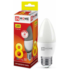 Лампа светодиодная Лампа светодиодная LED-СВЕЧА-VC 8Вт 230В E27 3000К 720лм IN HOME 4690612020440